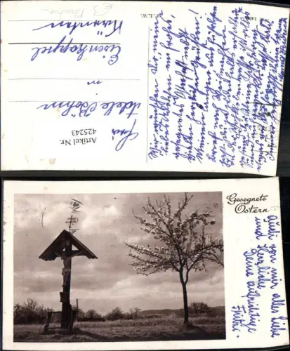 425243,Bildstock Flurkreuz Blühender Obstbaum Baum Ostern Religion