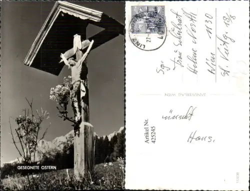 425245,Foto Ak Bildstock Flurkreuz Ostern Religion Bergkulisse