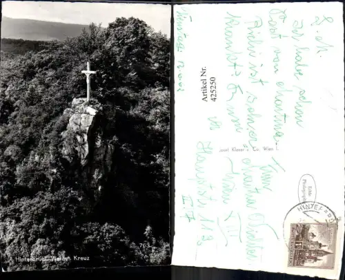425250,Foto Ak Gipfelkreuz Hinterbrühl Weißes Kreuz Bildstock Flurkreuz Religion