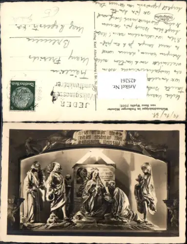 425261,Foto Ak Weihnachtskrippe v. Hans Wyditz Freiburg Münster Bibelillustration Religion