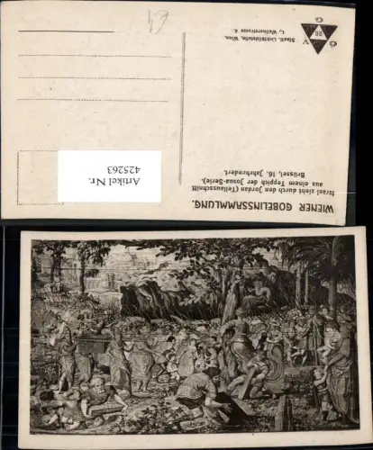 425263,Wiener Gobelinssammlung Israel zieht d. d. Jordan Bibelillustration Religion