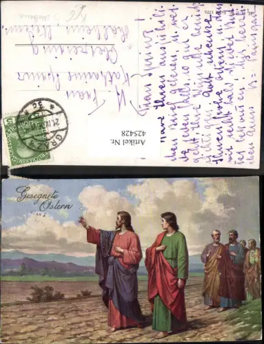 425428,Künstler Ak J. Mathauser Jesus m. Jünger Ostern Religion