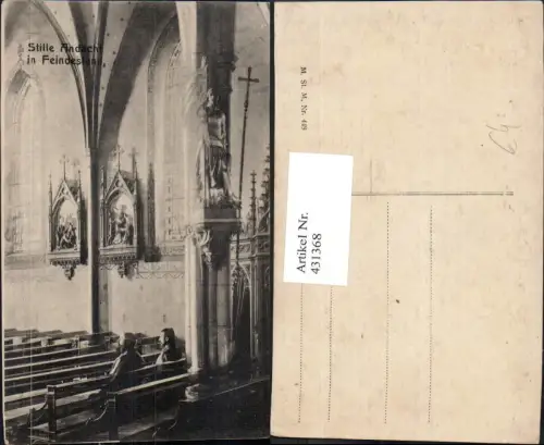431368,Stille Andacht in Feindesland Soldaten Kirche Religiöse Kriegspropaganda