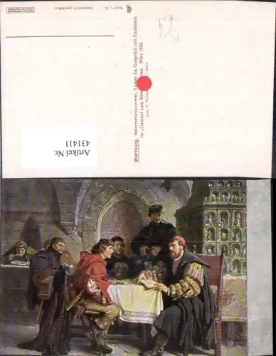 431411,Künstler Ak P. Thumann Luther i. Gespräch m. Studenten Jena Religion