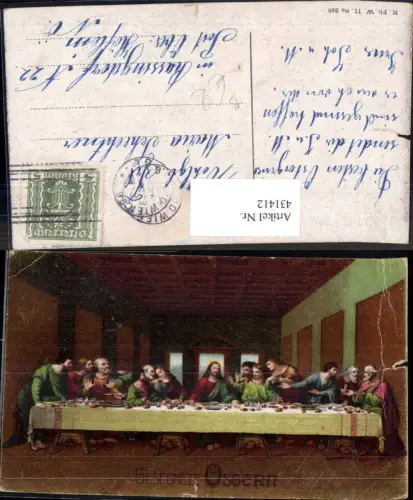 431412,Künstler Ak Jesus m. Jünger Letztes Abendmahl Religion