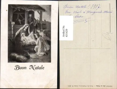 431429,Künstler Ak Engel Hl. Familie Krippe Buon Natale Religion