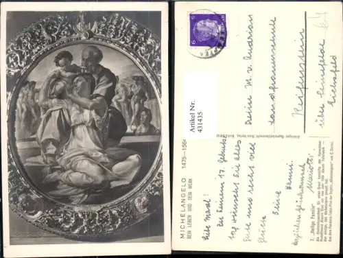 431435,Künstler Ak Tafelwerk Michelangelo Heilige Familie Religion
