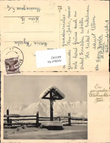 445342,Foto Ak Flurkreuz Kreuz Marterl Winterlandschaft Religion