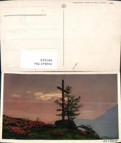445343,Künstler Ak Flurkreuz Kreuz Gipfelkreuz Landschaft Stimmungsbild Religion
