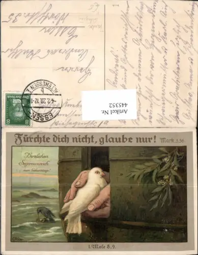 445352,Künstler Ak G. Röder Taube Hl. Geist Religion 1. Mose 8,9 Spruch