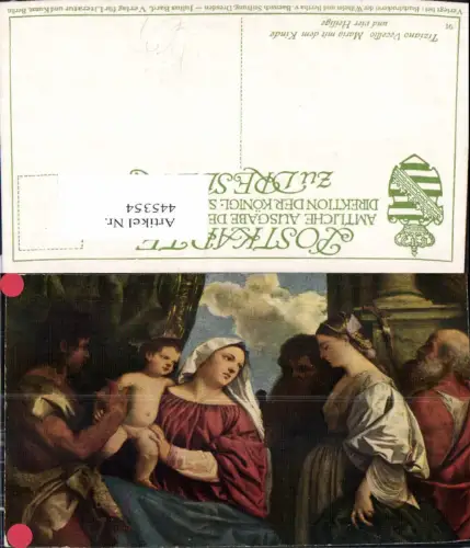 445354,Künstler Ak Tiziano Vecellio Maria m. d. Kinde Vier Heilige Religion