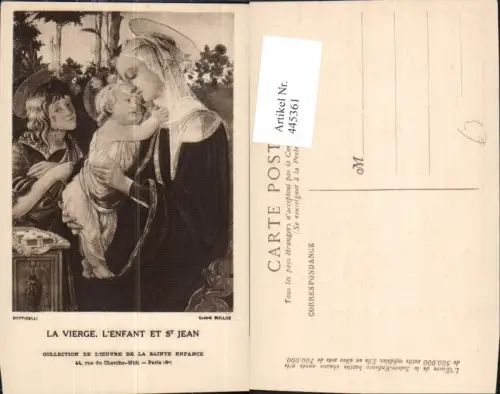 445361,Künstler Ak Botticelli La Vierge Jungfrau Jesuskind Religion