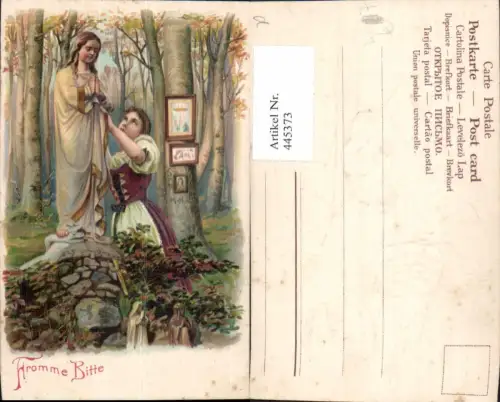 445373,Präge Litho Fromme Bitte Frau Statue Jesus Religion