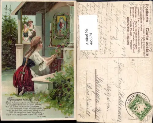 445374,Präge Litho Frau Gebet Altar Kapelle Vergessen kann ich nicht Religion