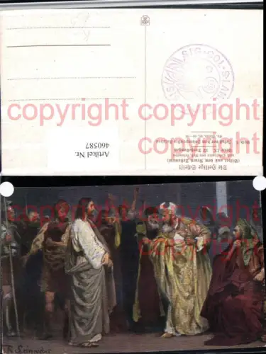 460587,Künstler AK Rob. Leinweber Jesus vor dem Hohenpriester Kaiphas