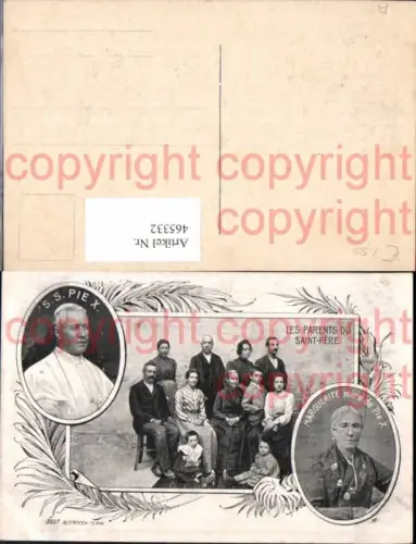 465332,Religion Papst Pie X Pius X Les Parents du Saint-Pere