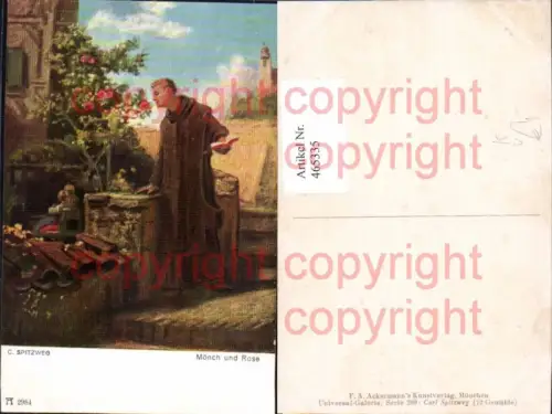 465335,Künstler Ak C. Spitzweg Mönch und Rose Religion pub F. A. Ackermann 289/2984