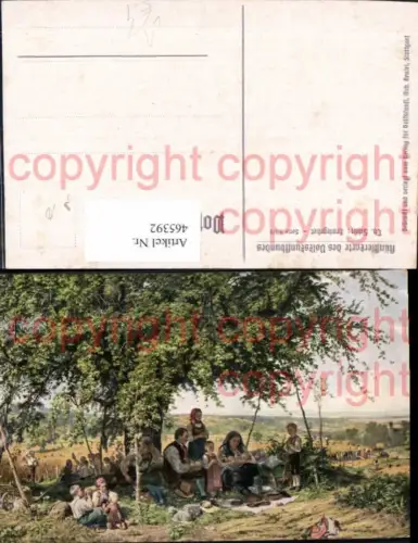 465392,Künstler Ak Th. Schütz Erntegebet Religion Familie Gebet unter Baum pub Volkskunst