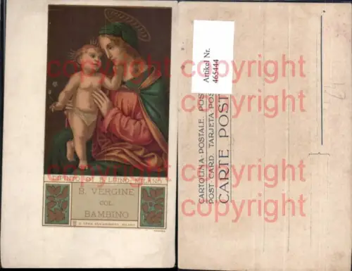 465444,Litho S. Lega Evcaristica B. Vergine col Bambino Maria Jesuskind Religion