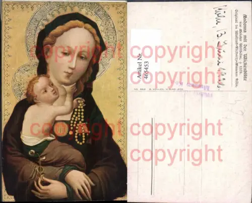 465453,Künstler Ak Meister Wilhelm Madonna m. d. Wickenblüte Jesuskind Religion