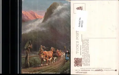 487525,Künstler Ak Abtrieb v. d. Alm Berchtesgadener Land Bildstock Flurkreuz pub Raphael Tuck Son 624