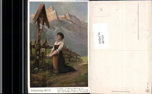 487529,Künstler Ak M. Kuglmayr Frau Gebet Bildstock Flurkreuz