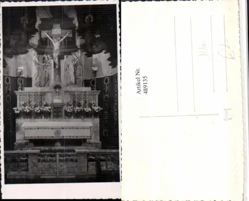 489135,Foto AK Kirche Innenansicht Altar Kruzifix Religion