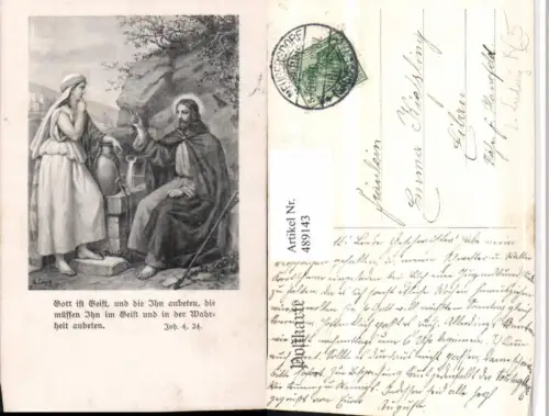 489143,Künstler AK L. Ludwig Bibelillustration Johannes 4, 24 Brunnen