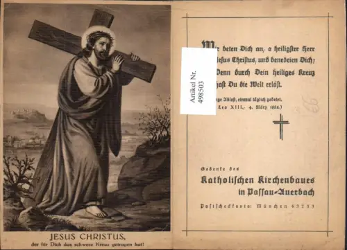 498503,Künstler Ak Jesus Christus Kreuz Passau Auerbach Religion