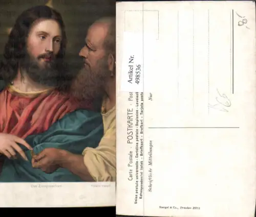 498536,Künstler Ak Tiziano Vecelli Der Zinsgroschen Jesus Religion pub Stengel Co 29711