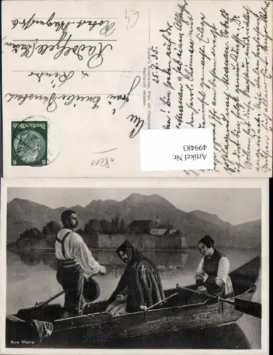 499483,Künstler Ak Ave Maria Religion Ruderboot Gebet