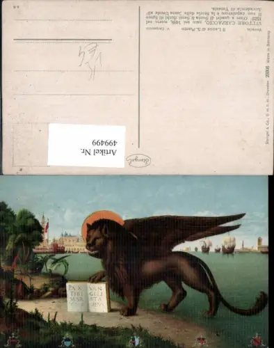 499499,V. Carpaccio Ill Leone d S. Marco Fabelwesen Heiligenschein Religion pub Stengel Co 29306