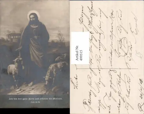 499515,Jesus der gute Hirte Schafe Heiligenschein Religion