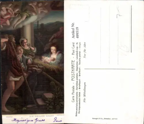 499519,Künstler Ak Antonio Allegri Gen. Correggio Die heilige Nacht Religion pub Stengel Co 29703