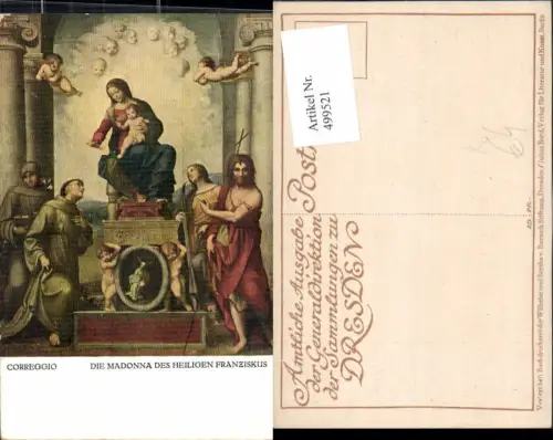 499521,Künstler Ak Correggio Die Madonna des heiligen Franziskus Religion