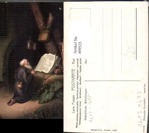 499525,Gerard Dou Betender Einsiedler Buch Lesen Totenkopf Religion pub Stengel Co 29655