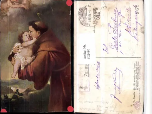 502480,Künstler AK B.E. Murillo Hl. Antonius von Padua pub Zieher