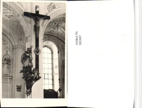 502487,Foto AK Kirche Innenansicht Kruzifix Kreuz