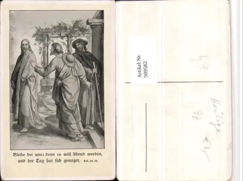 509582,Künstler AK Bibelillustration Lukas 24, 29 Männer Jesus Religion