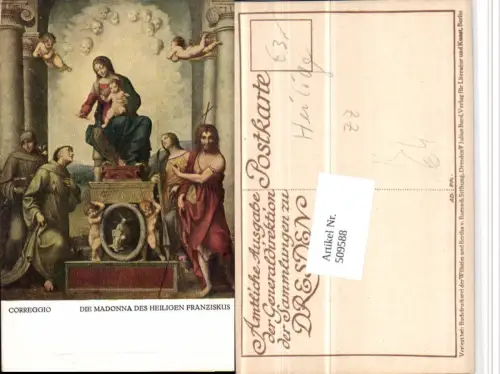 509588,Künstler AK Correggio Madonna des Heiligen Franziskus Religion
