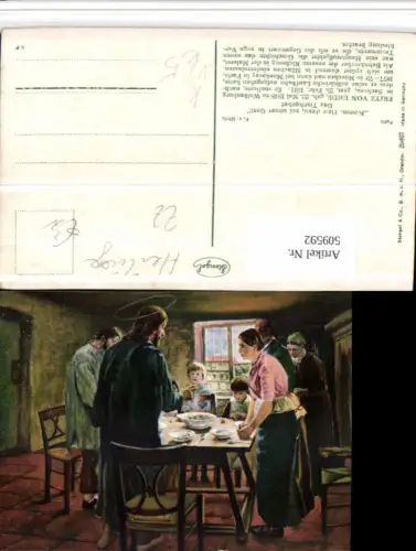 509592,Künstler AK Fritz von Uhde Tischgebet Jesus Religion pub Stengel 29467