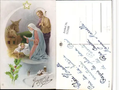 513109,Künstler AK Maria Josef Jesuskind Esel Komet Stern