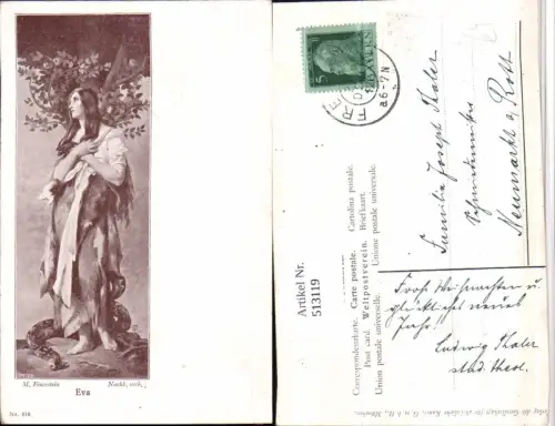 513119,Künstler AK M. Feuerstein Eva Schlange Religion