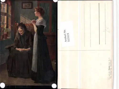 513121,Künstler AK Walther Firle Abendfrieden Frauen Gebet Religion