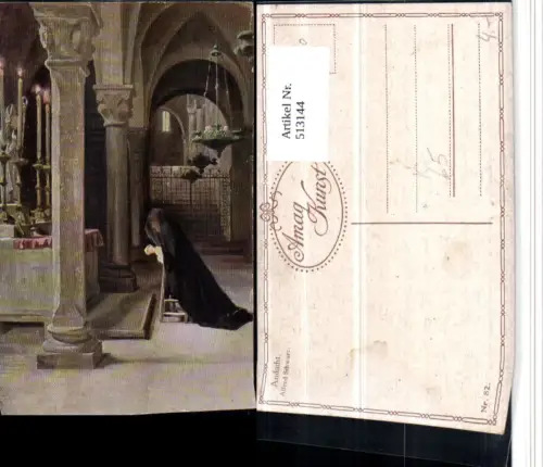 513144,Künstler AK Alfred Schwarz Andacht Kirche Frau Gebet Altar Religion