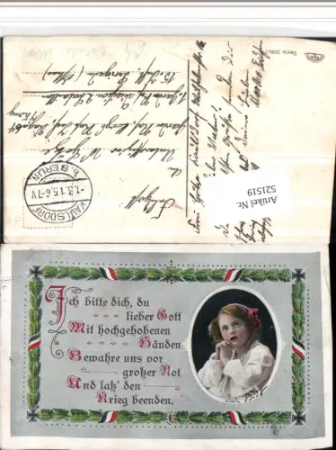 521519,WW1 Patriotik Kind Gebet Religiöse Kriegspropaganda Spruch