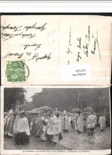 521524,Eucharistische Prozession Wien 1912 Kardinäle Bischöfe Erzbischöfe pub B.K.W.I. 12