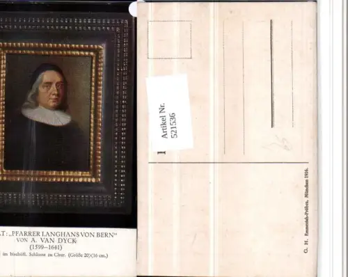 521536,Künstler AK A. Van Dyck Pfarrer Langhans von Bern Portrait