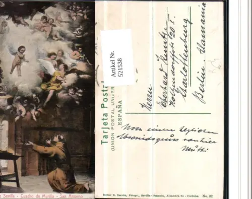 521538,Künstler AK Cuadro de Murillo San Antonio Prediger Engeln