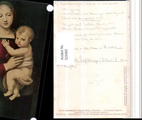 521603,Künstler AK Raffaello Santi Madonna Granduca Maria Jesuskind pub Ackermann 2324b